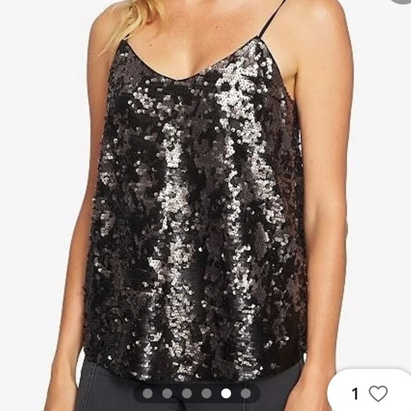 1.State Moody Hues Sequin Camisole Black Gold Size Small Ombre Adjustable Straps - Picture 12 of 13